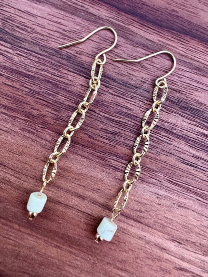 Lemon Chrysoprase + Gold Duster Earrings