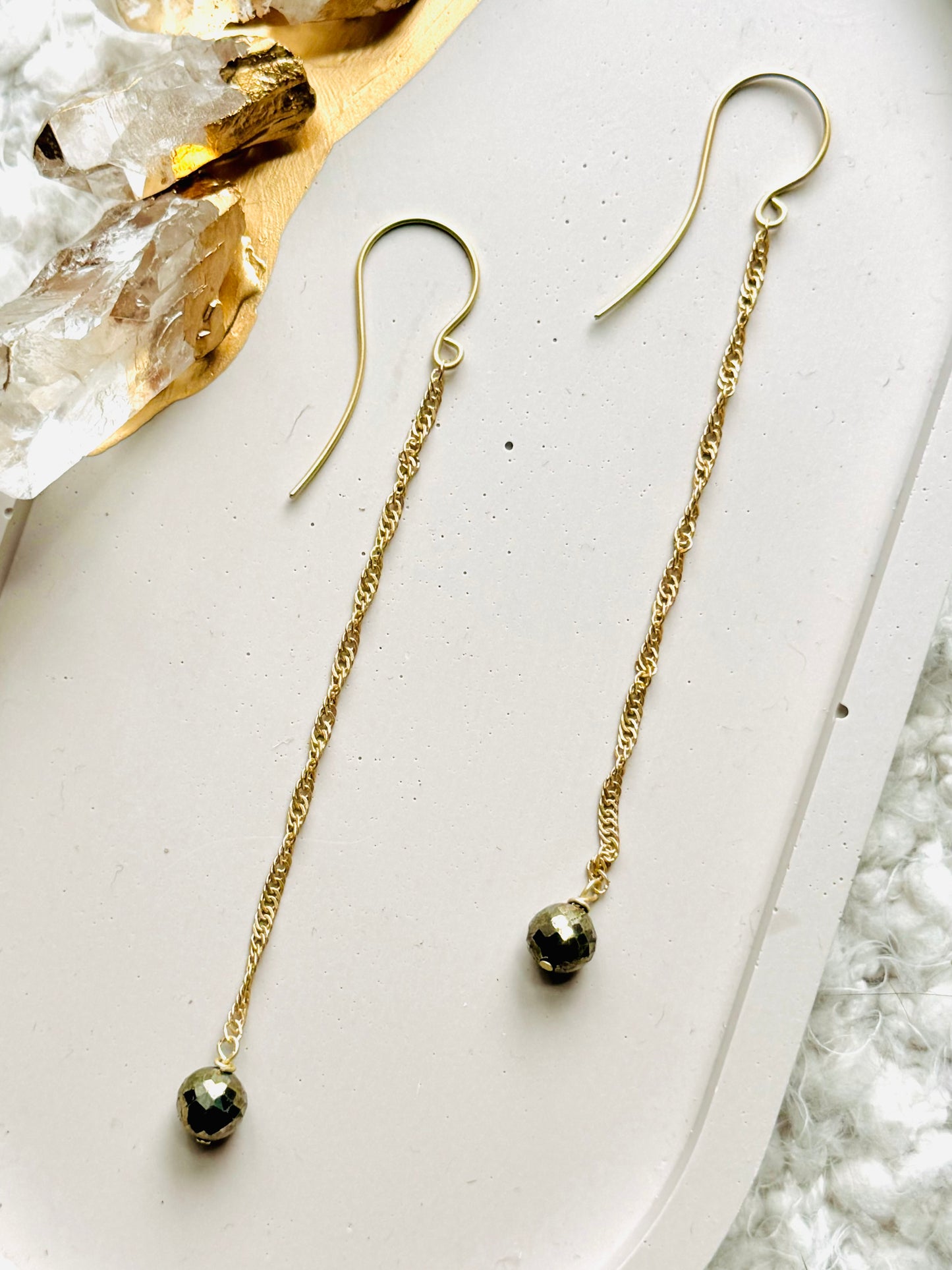 Pyrite + Matte Gold Duster Earrings