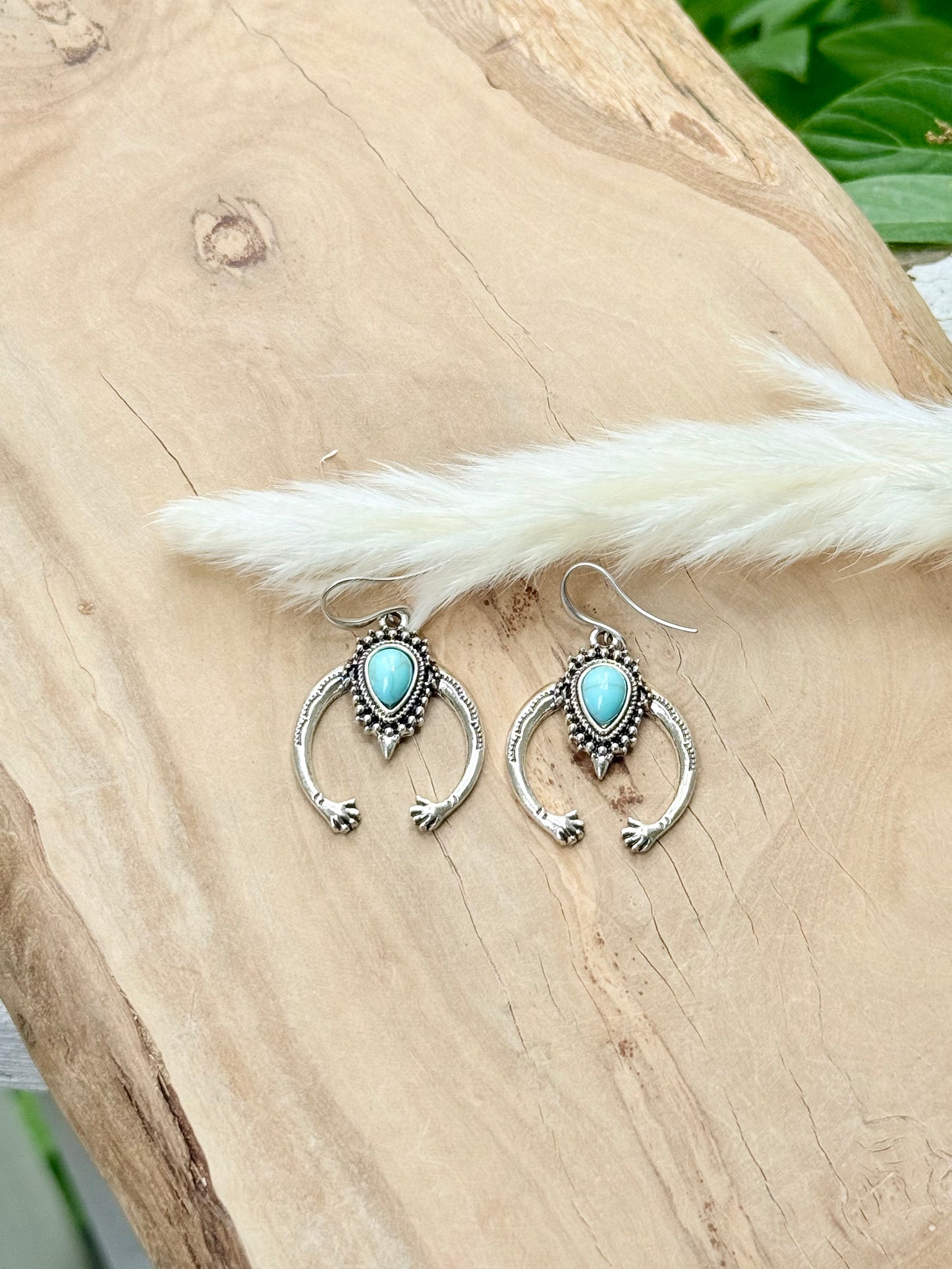 Turquoise + Silver Mini Crescent Earrings
