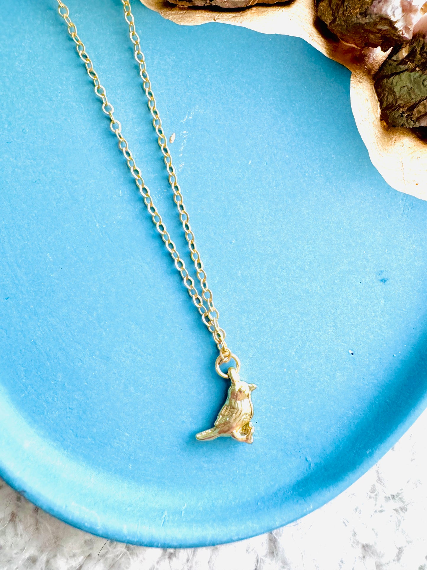 Matte Gold Bird Necklace