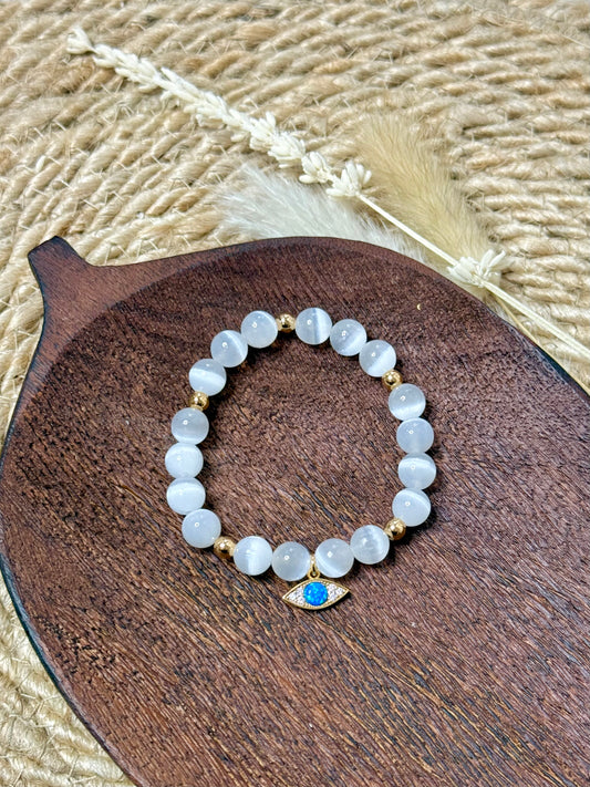 Selenite + Gold Chunky Charm Band