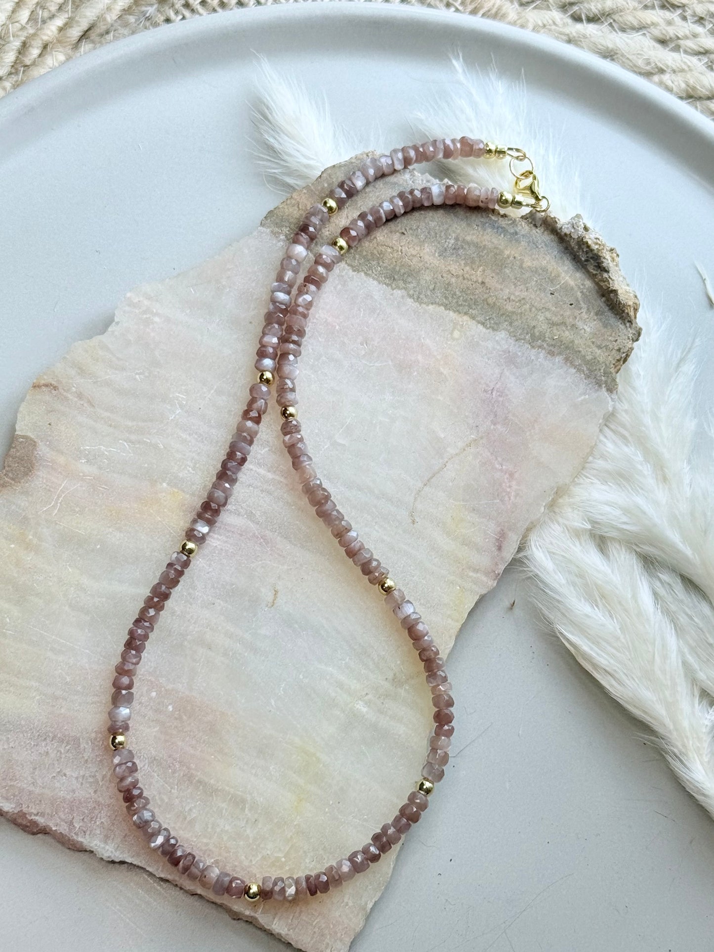 Chocolate Moonstone + Gold Necklace