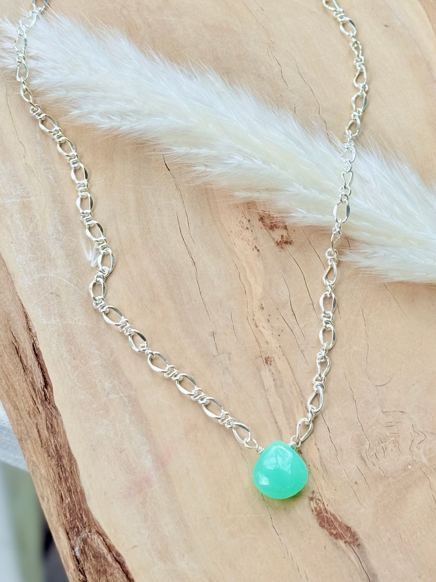 Chrysoprase + Silver Pendant Necklace
