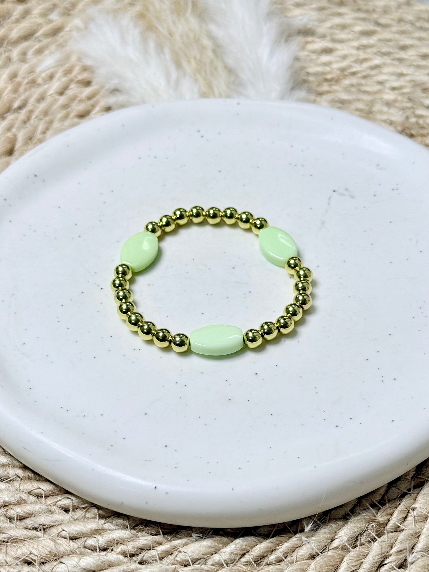 Lemon Chrysoprase + Gold Bracelet