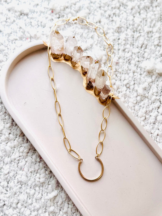 Chunky Matte Gold Horseshoe Necklace