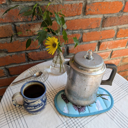 pot holder | aster flower & clouds