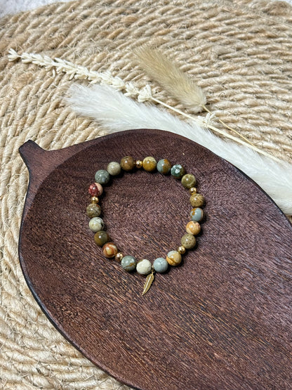 Ocean Jasper  + Gold Chunky Charm Band