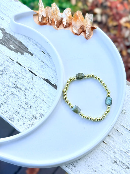 Labradorite Trio + Gold Beaded Bracelet