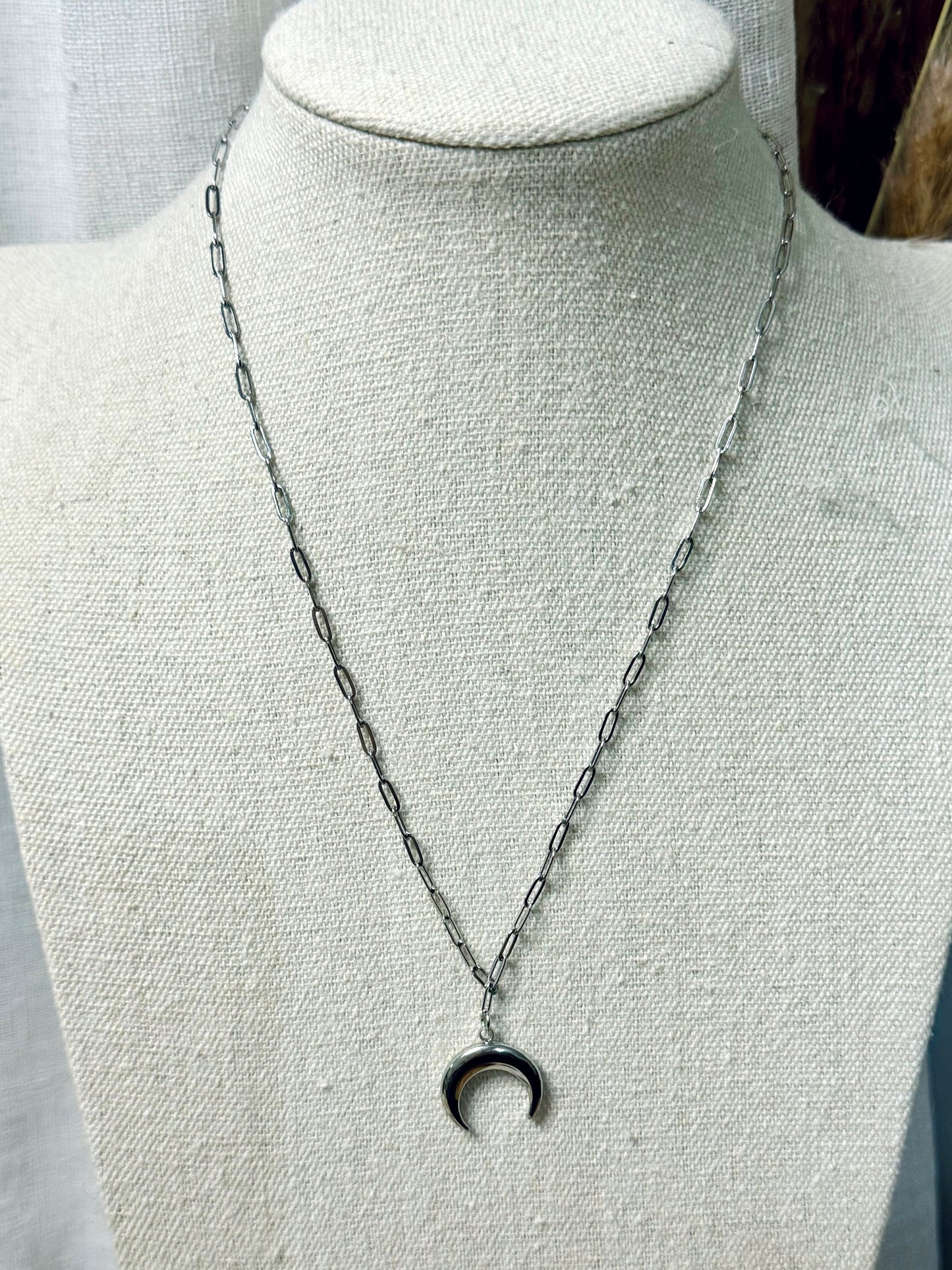 Silver Crescent Moon Necklace