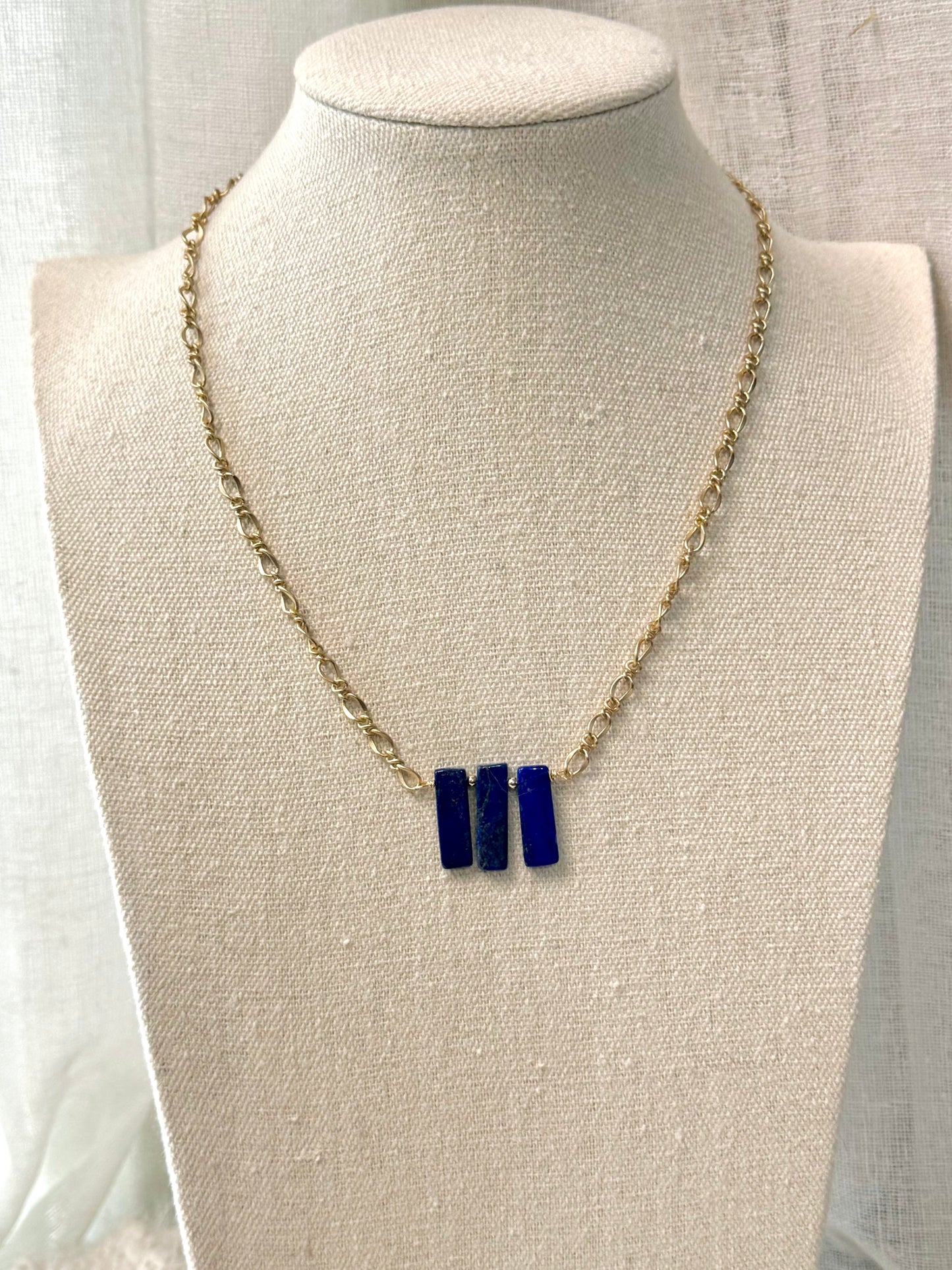 Lapis Lazuli + Matte Gold Necklace