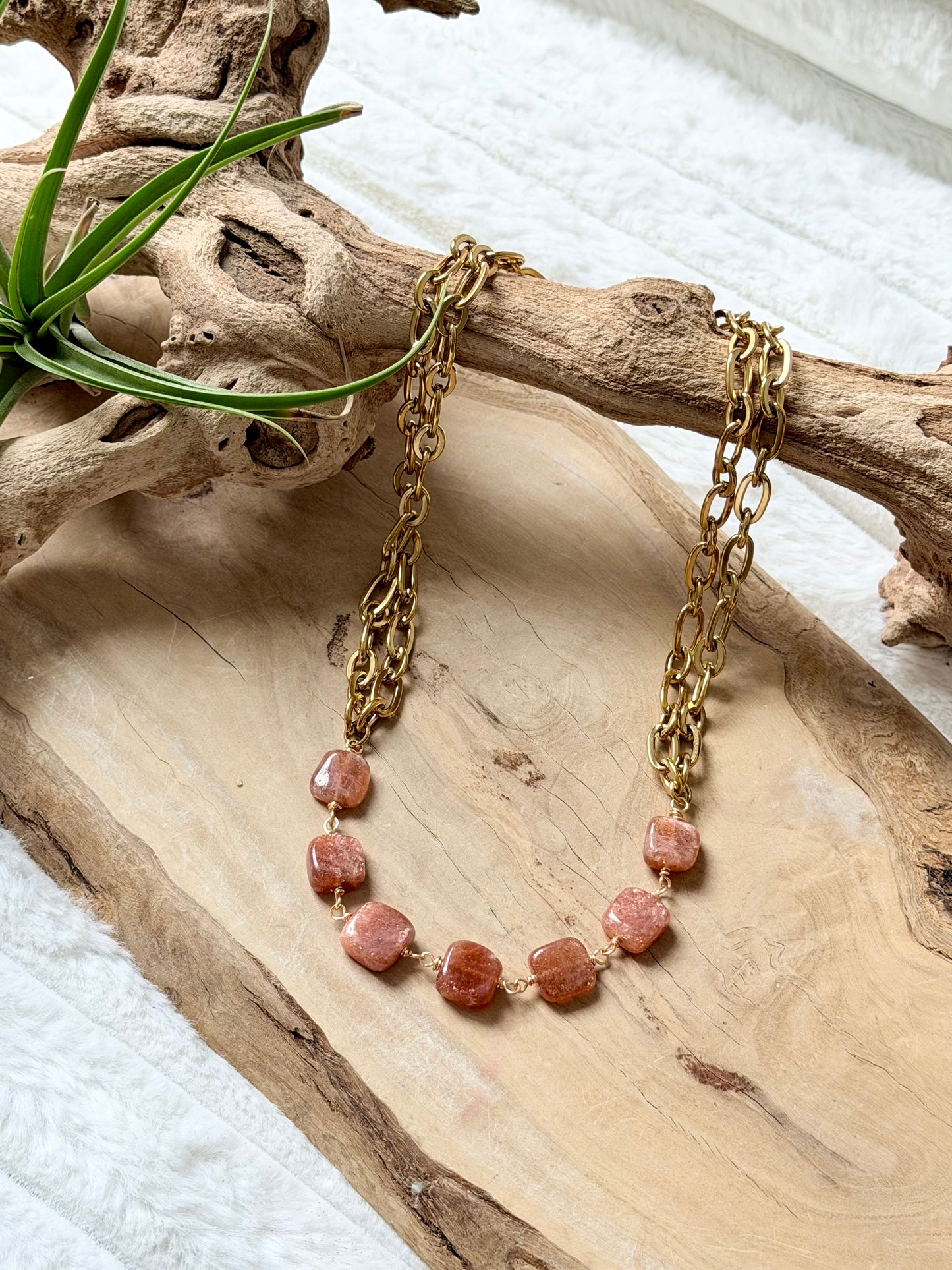 Sunstone + Gold Necklace