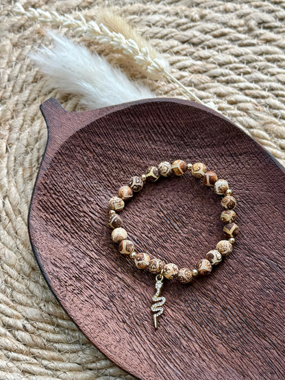 Tibetan Agate + Gold Chunky Charm Band