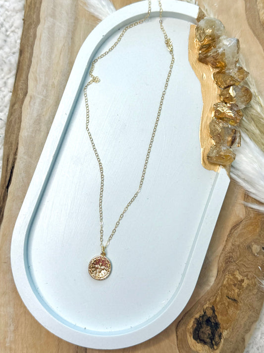 Gold Cross + Coin Necklace