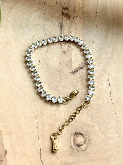 Oval Cubic Zirconia Tennis Bracelet in Stainless Steel