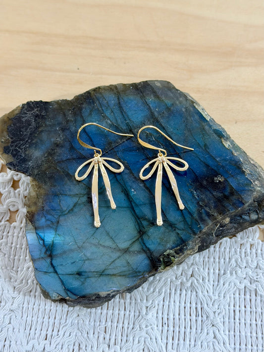 Gold Bow Huggie Earrings