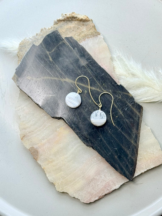 Phantom Agate + Matte Gold Earrings