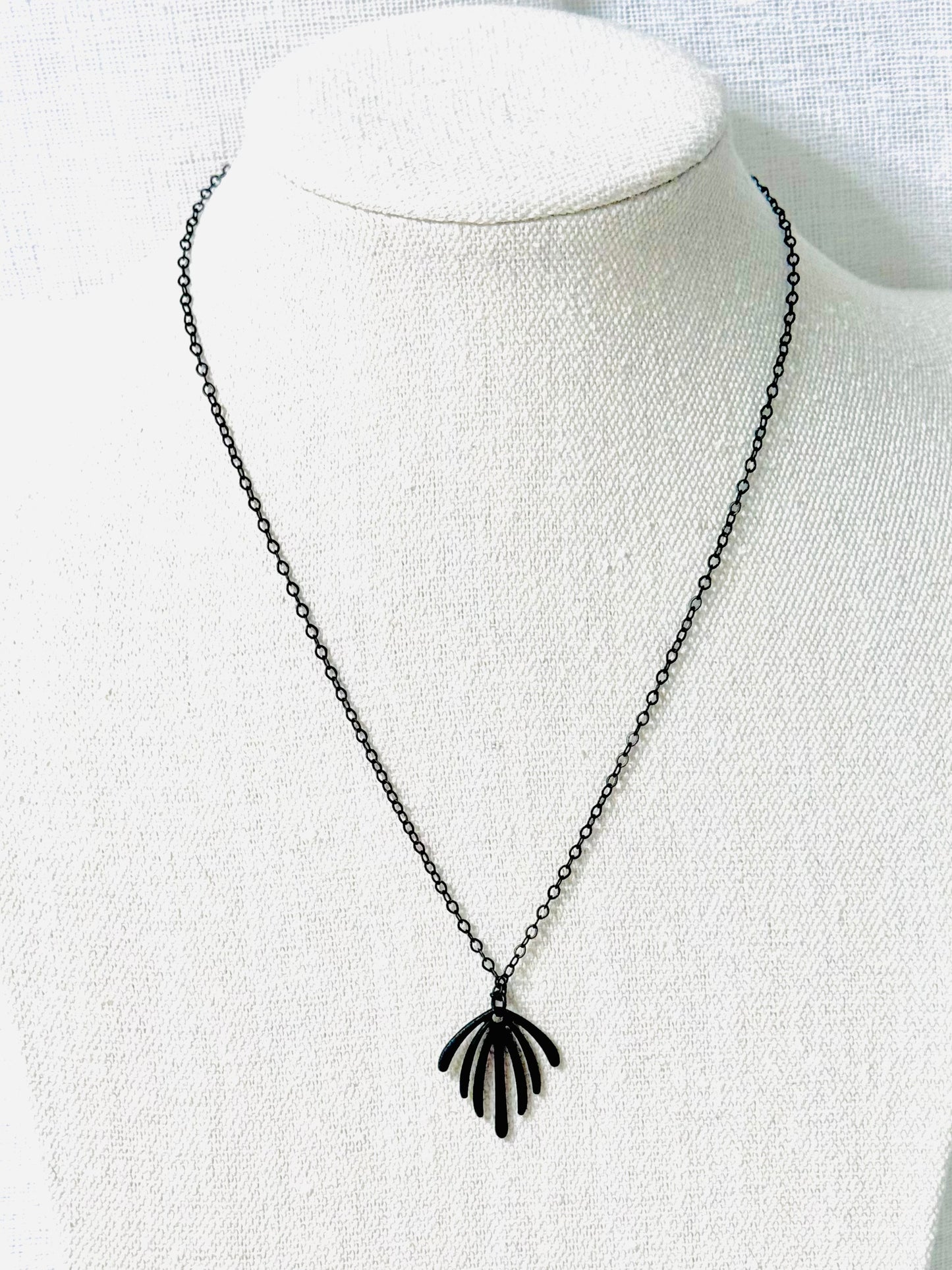 Matte Black Leaf Necklace