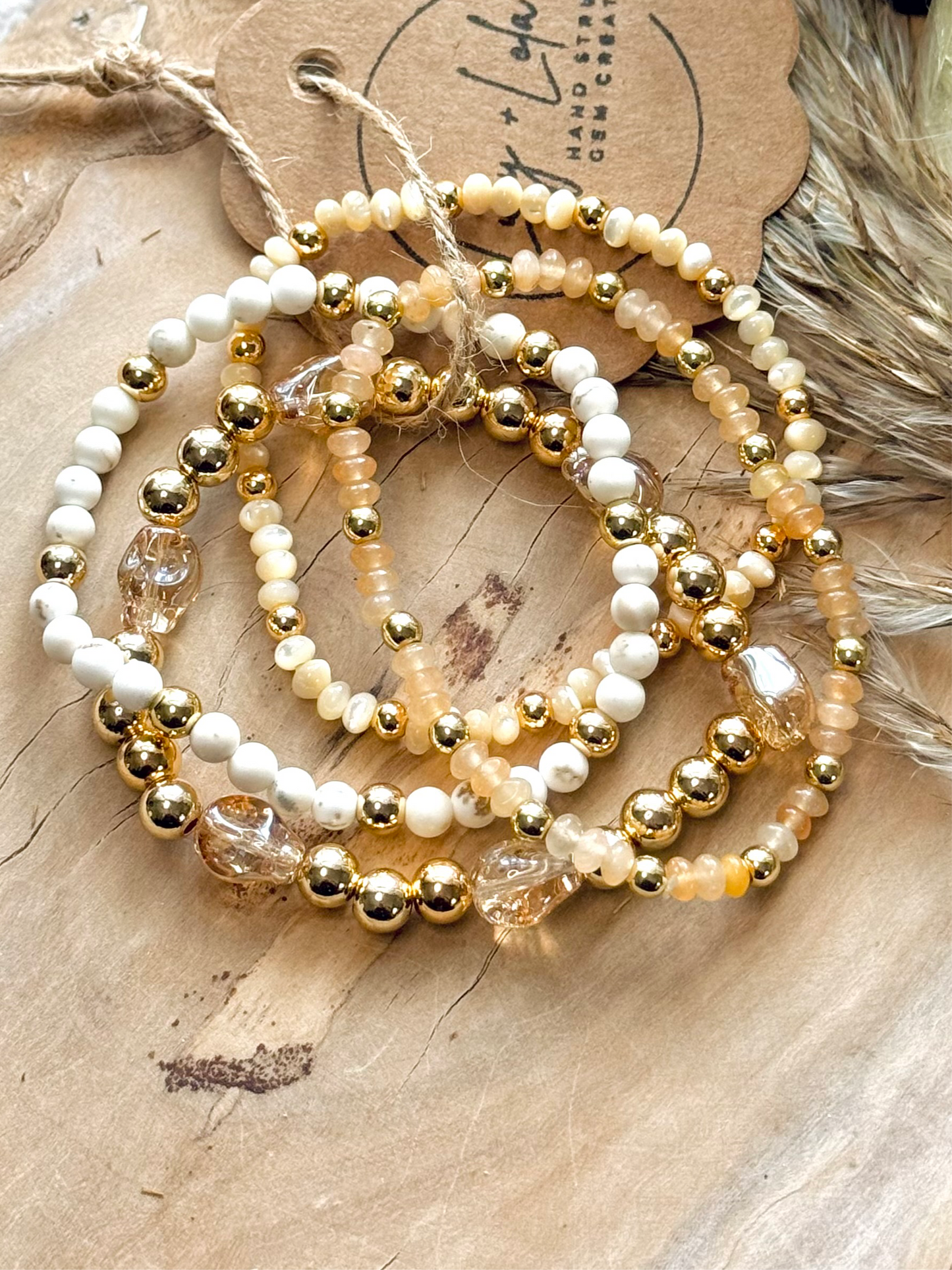 Cream + Gold Skully Stack (4-stack)