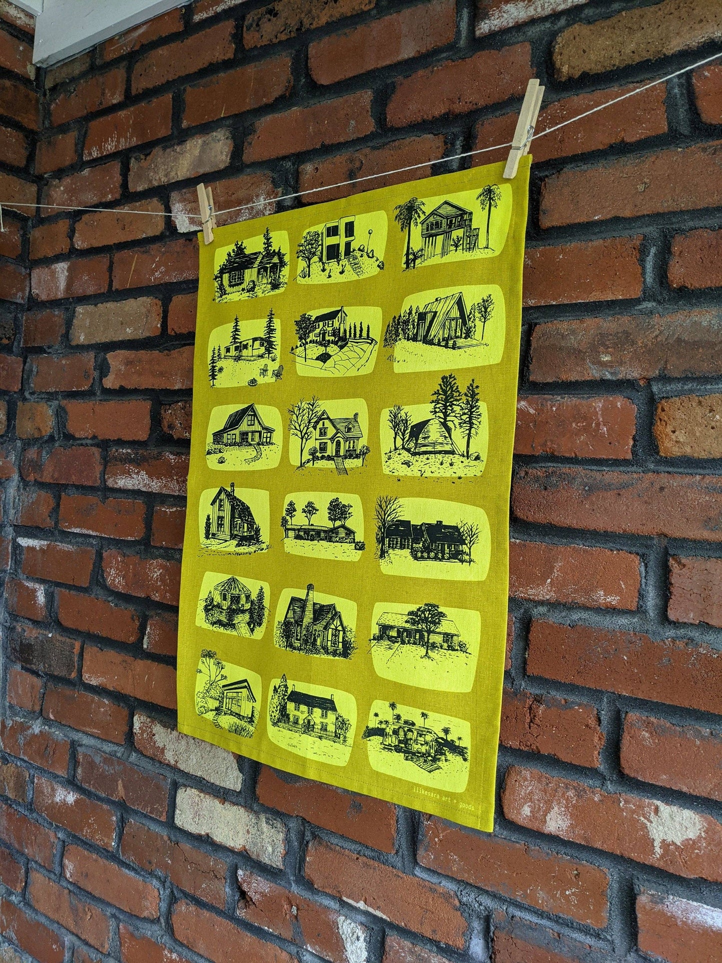 Tea towel | houses - yellow architecture