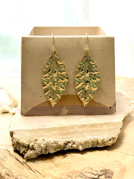 Crinkled Gold Leaf Earrings
