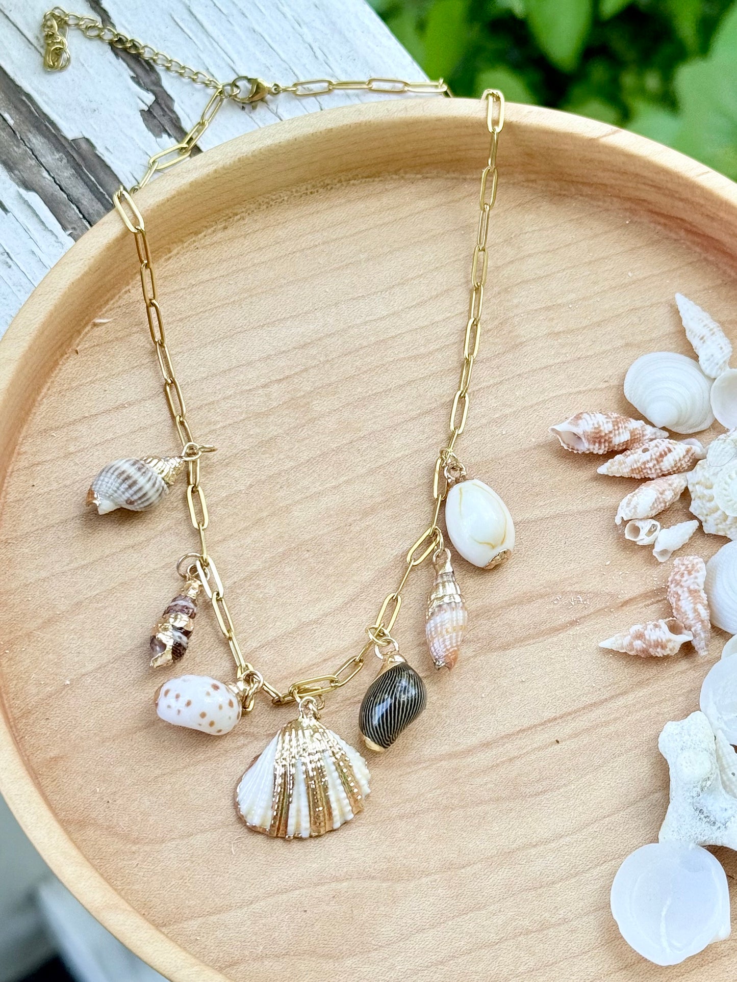 Seashell + Gold Charm Necklace