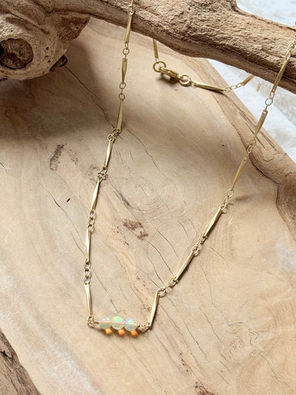 Ethiopian Opal Trio + Matte Gold Necklace