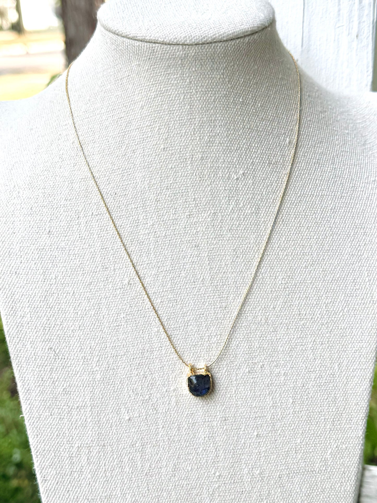 Labradorite + Gold Pendant Necklace