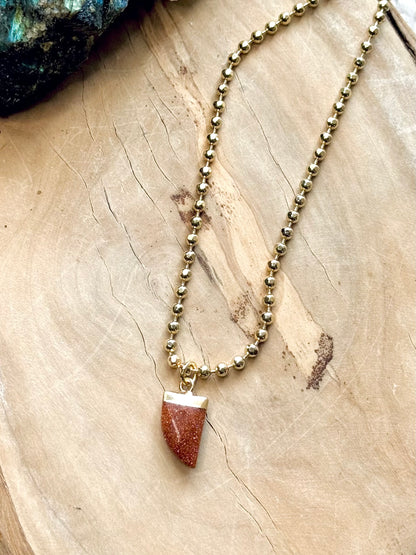 Gem Horn + Sparkling Gold Necklace