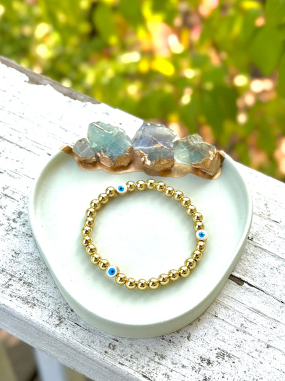 White + Gold Evil Eye Trio Bracelet