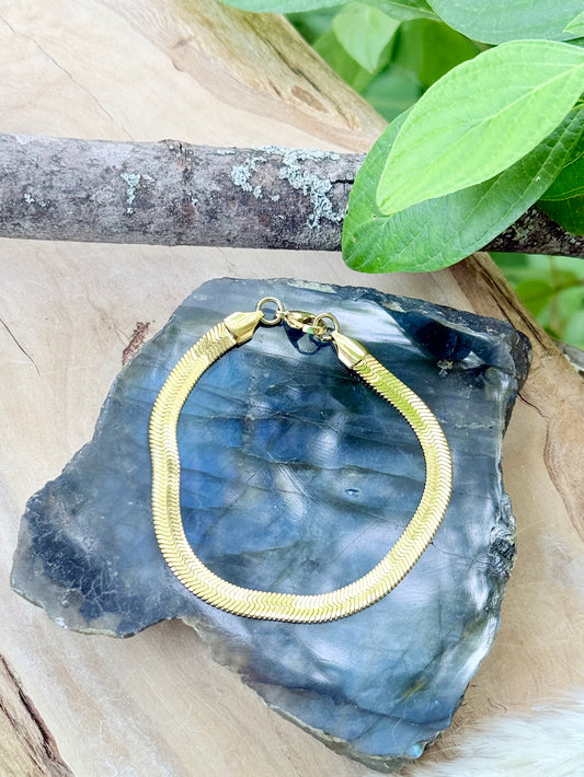 Gold Stainless Steel Chunky Herringbone Bracelet