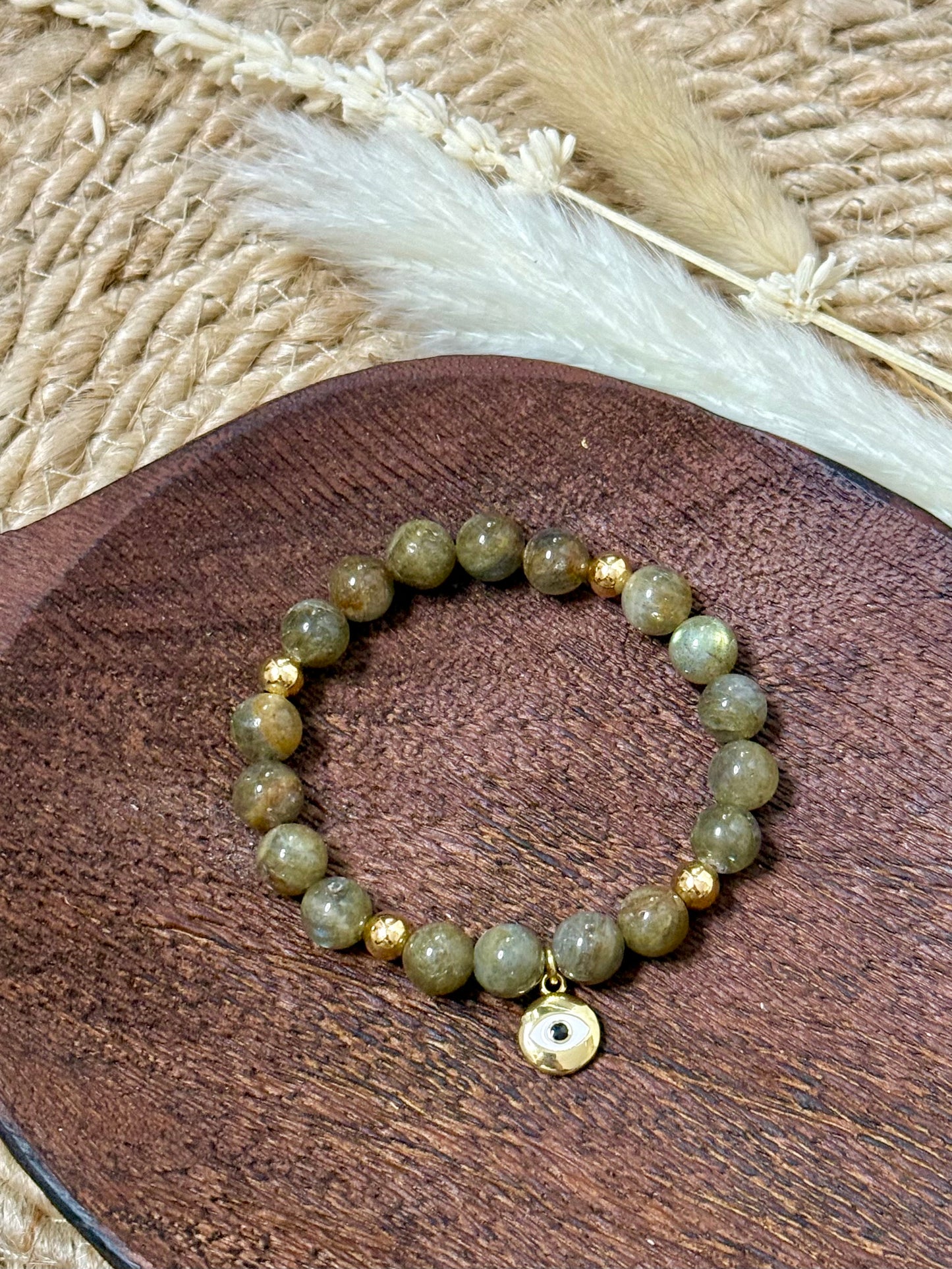 Golden Labradorite + Gold Chunky Charm Band