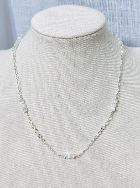 Selenite + Silver Chain Necklace