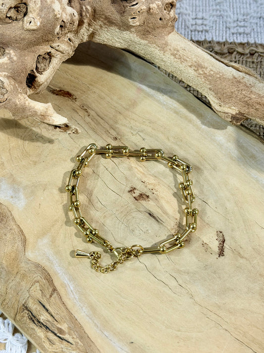 Gold Stainless Steel Horseshoe Bracelet