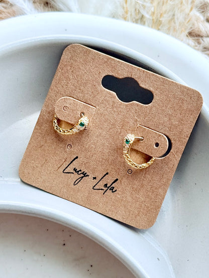 Gold Snake Mini Hoop Earrings