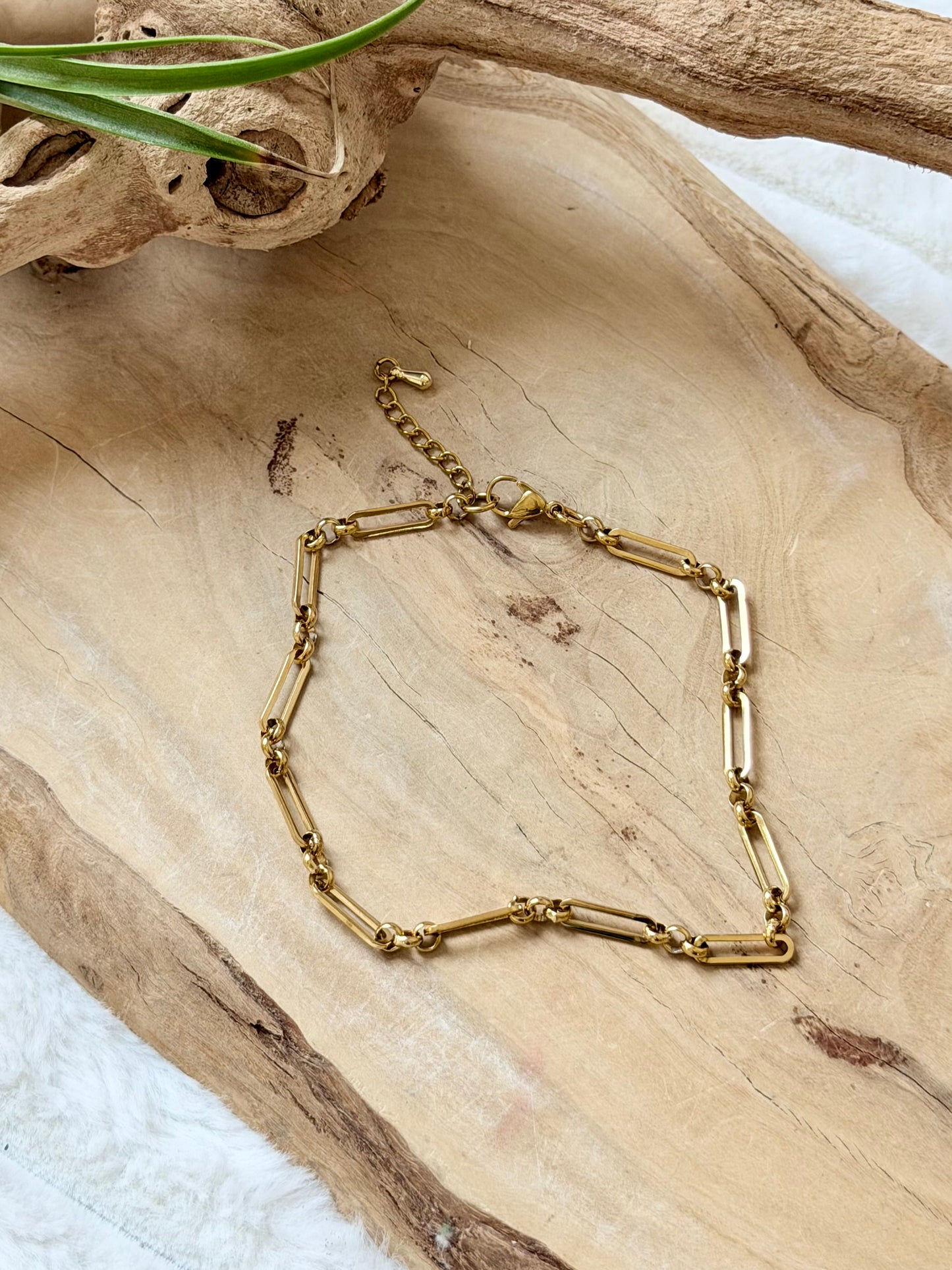 Gold Stainless Steel Figaro Chain Anklet