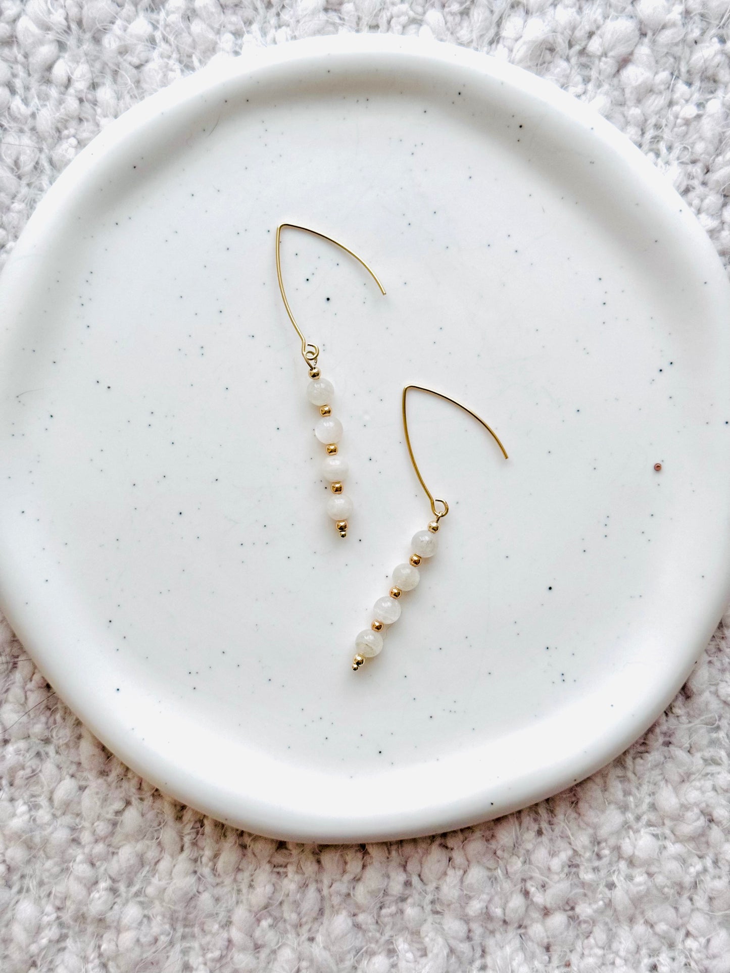 Moonstone + Gold Threader Earrings