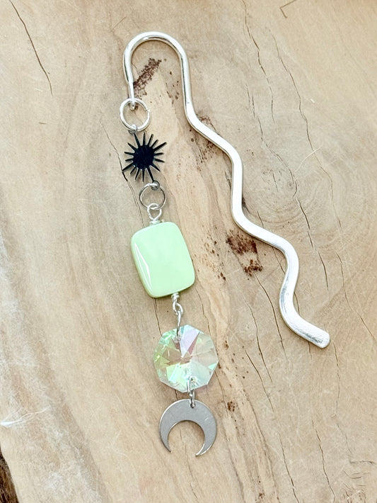 Lemon Chrysoprase  + Silver Plant Stake