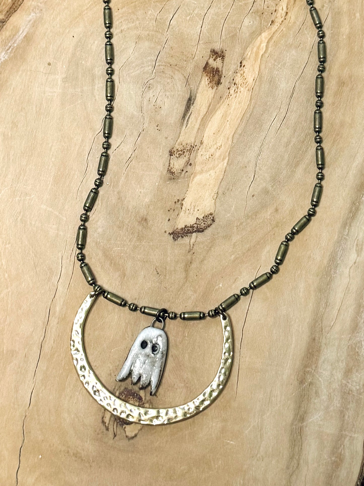 Ceramic Ghost + Mixed Metals Horseshoe Necklace