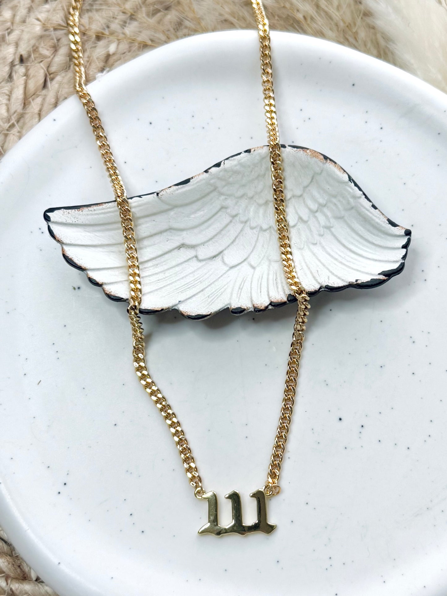 Angel Number 111 + Gold Curb Chain Necklace