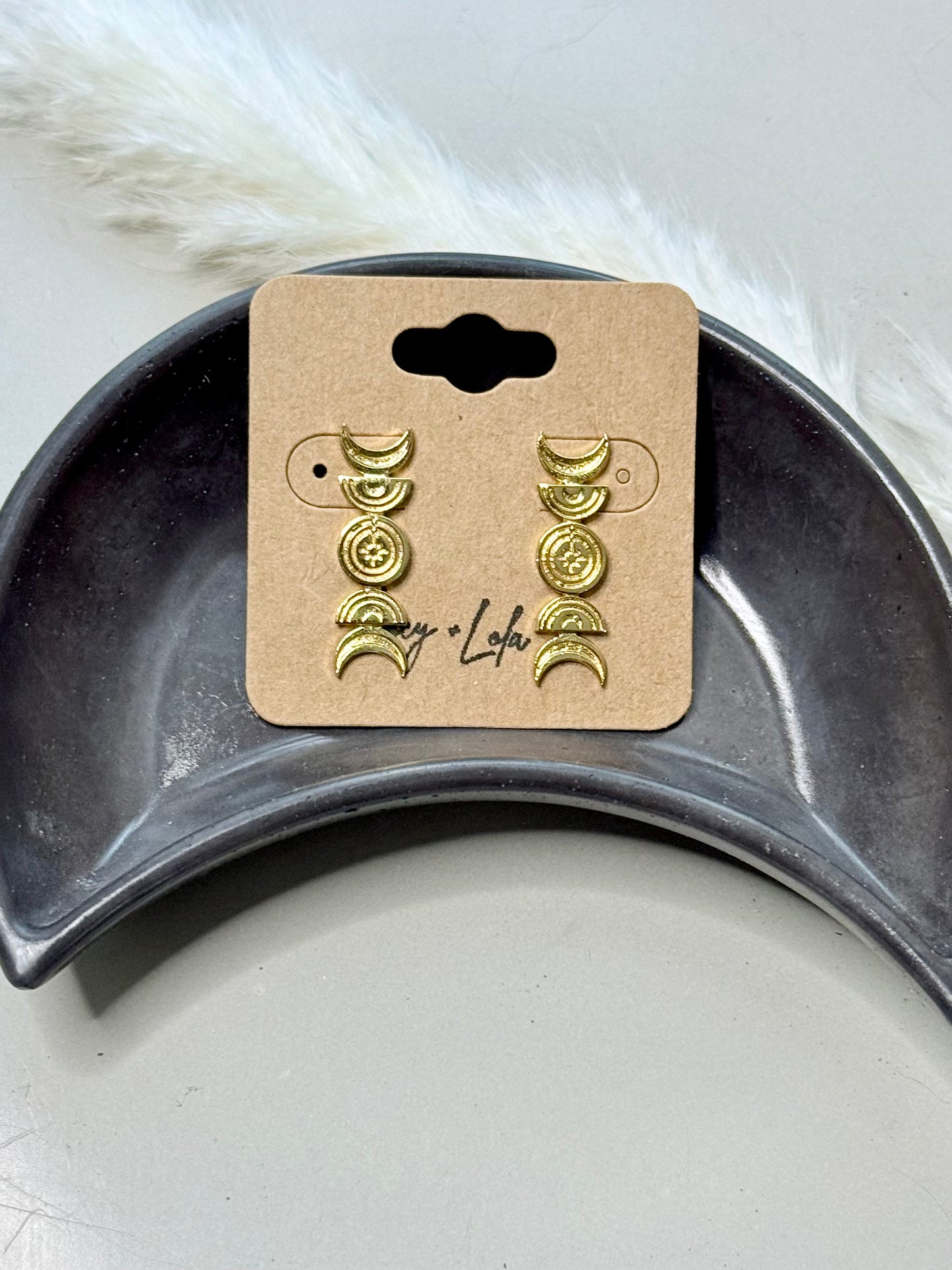 Gold Moon Phase Post Earrings