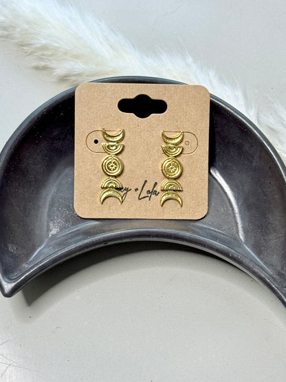 Gold Moon Phase Post Earrings
