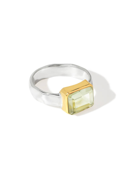 Green Amethyst + Mixed Metal Ring
