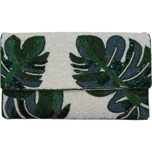 Beaded Clutch: Palm Leaves