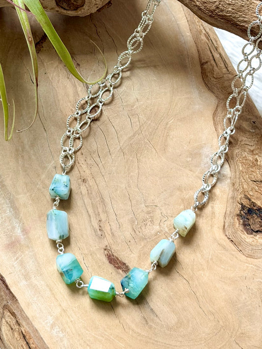 Peruvian Opal + Silver Necklace