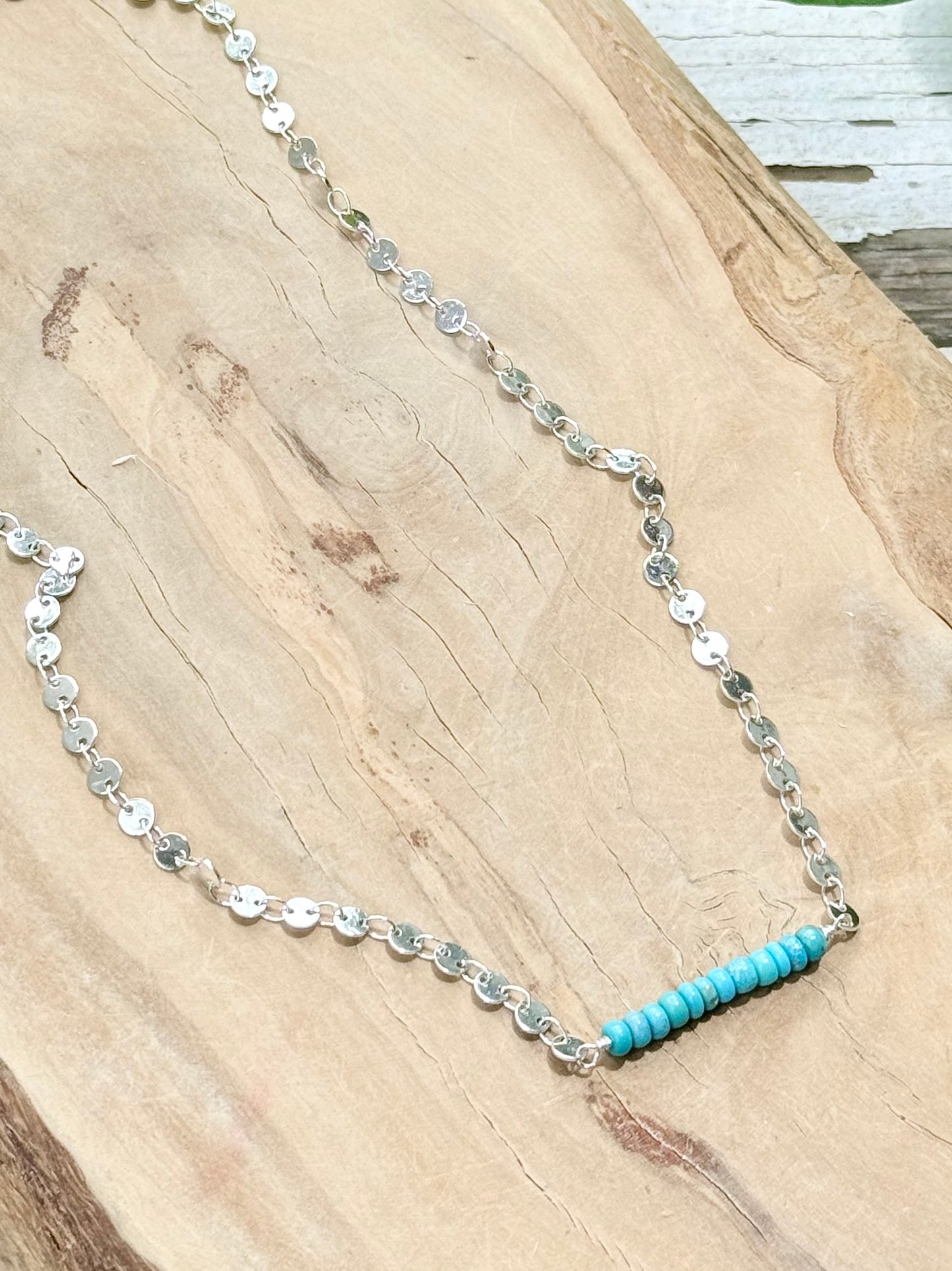 Sleeping Beauty Turquoise + Silver Sequin Necklace