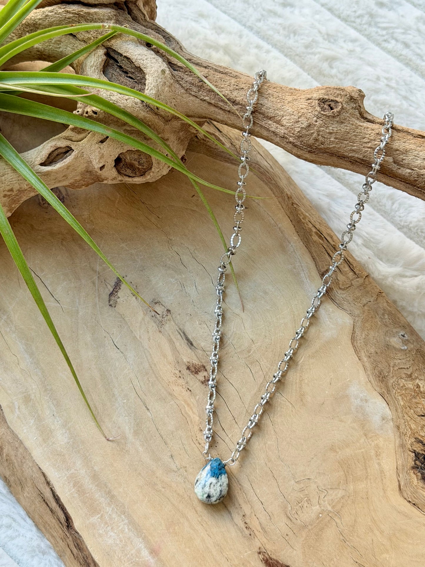 K2 Azurite + Silver Pendant Necklace