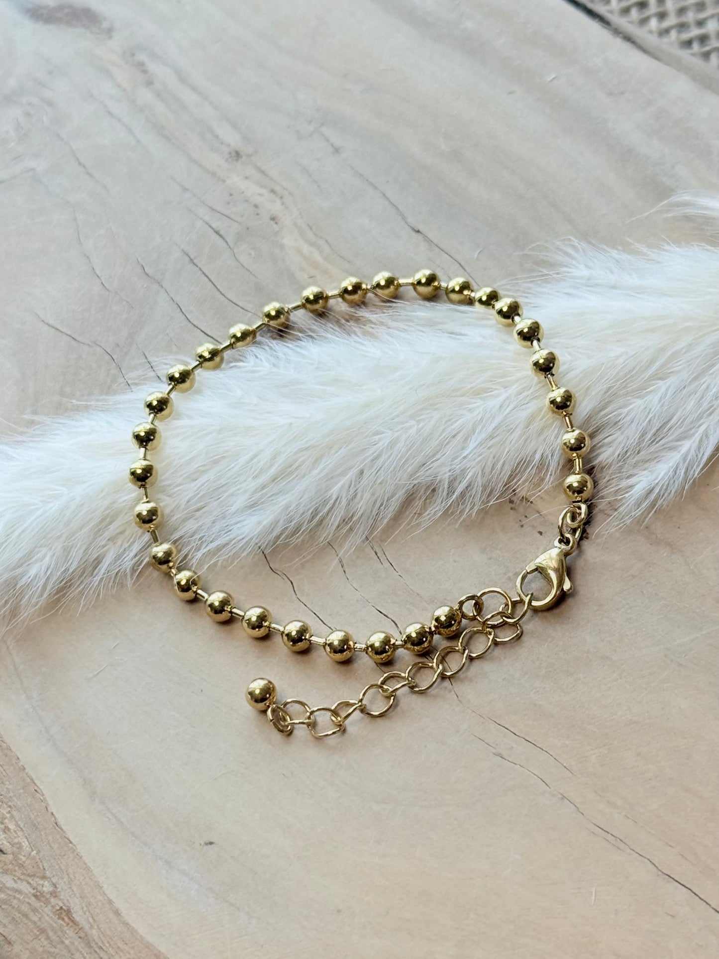 Gold Stainless Steel Ball Chain Bracelet