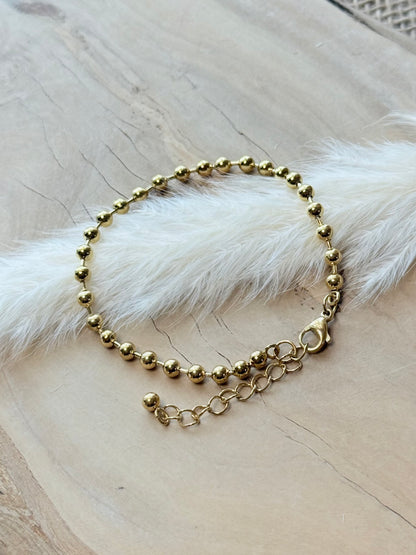 Gold Stainless Steel Ball Chain Bracelet