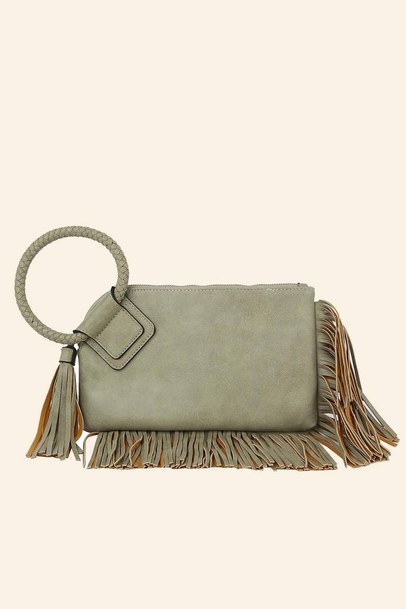 Fringe Clutch - Vegan Wristlet
