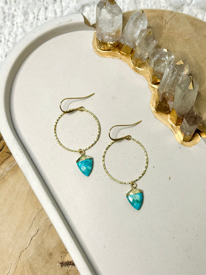 Turquoise + Gold Circle Earrings